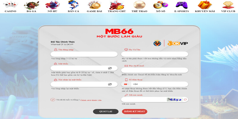 Mẫu đơn đăng ký khuyến mãi nạp tiền Mb66