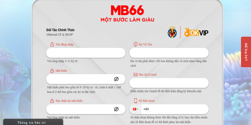 Các bước đăng ký siêu đơn giản tại nhà cái MB66 2024